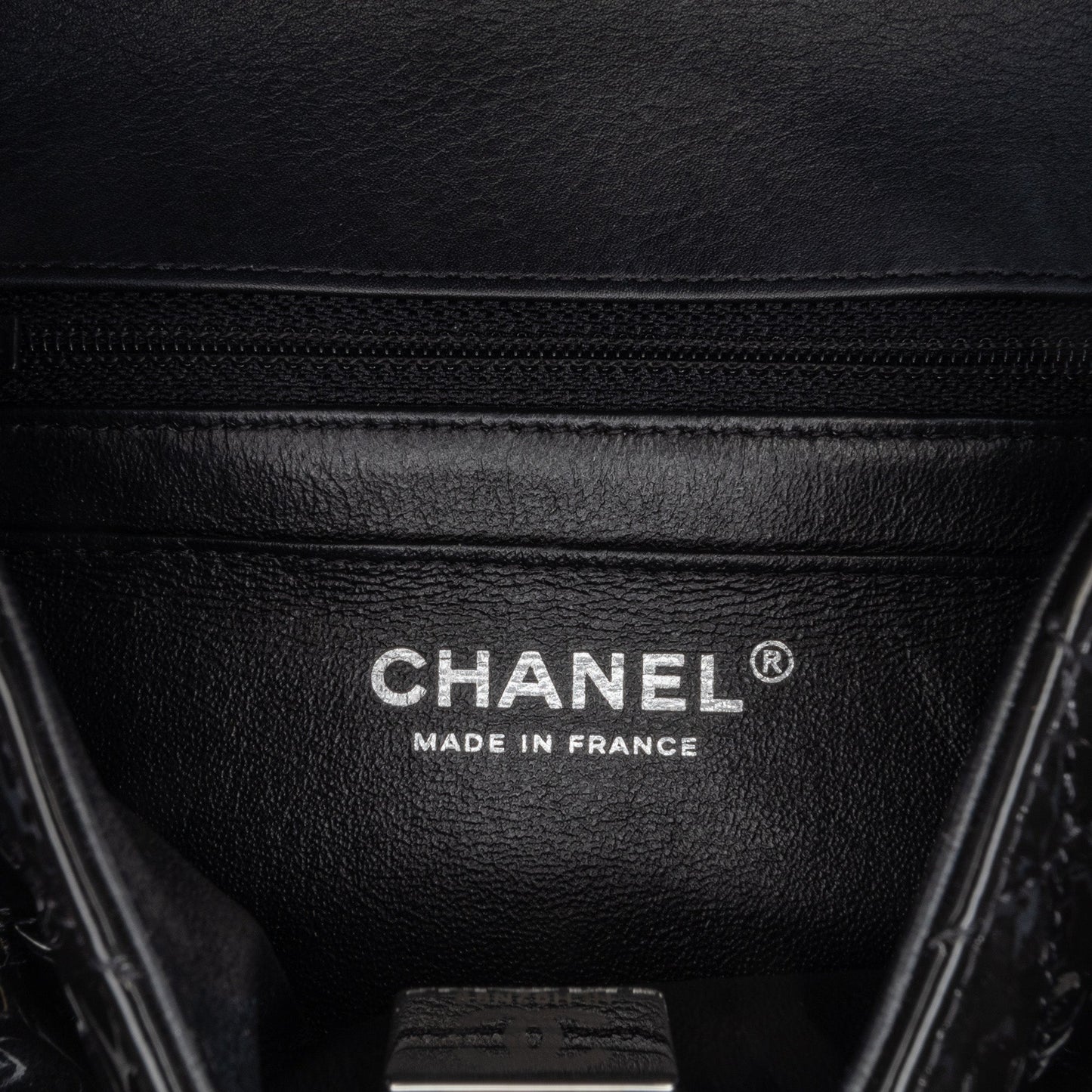 Black Chanel Mini Square Classic Patent So Black Single Flap Crossbody Bag