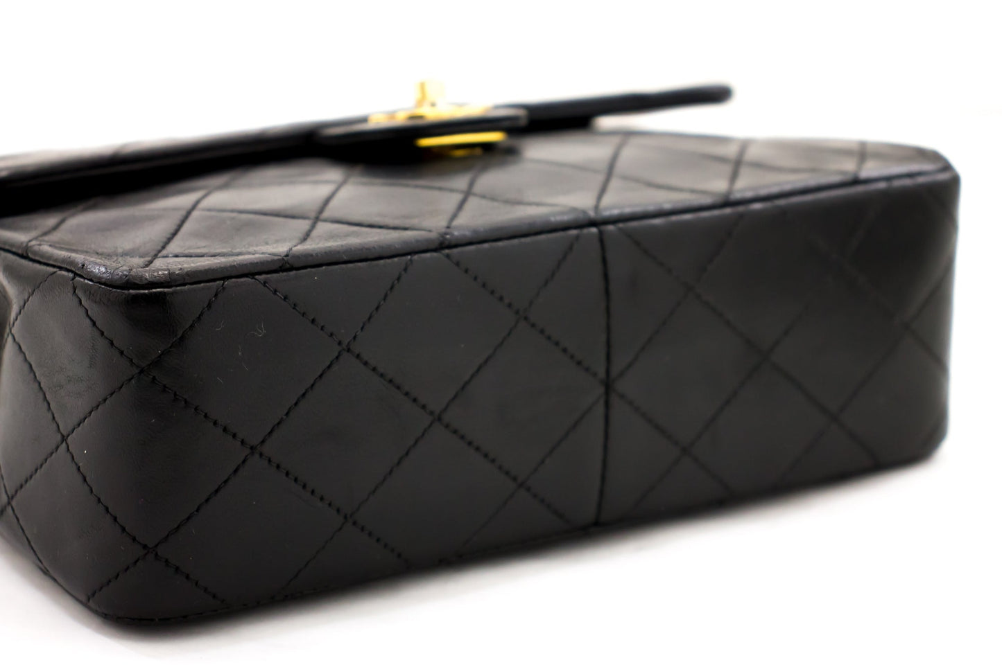 CHANEL Mini Square Small Chain Shoulder Bag Crossbody Black Quilt f77