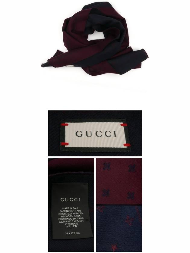 Gucci Bee Pattern Muffler Burgundy
