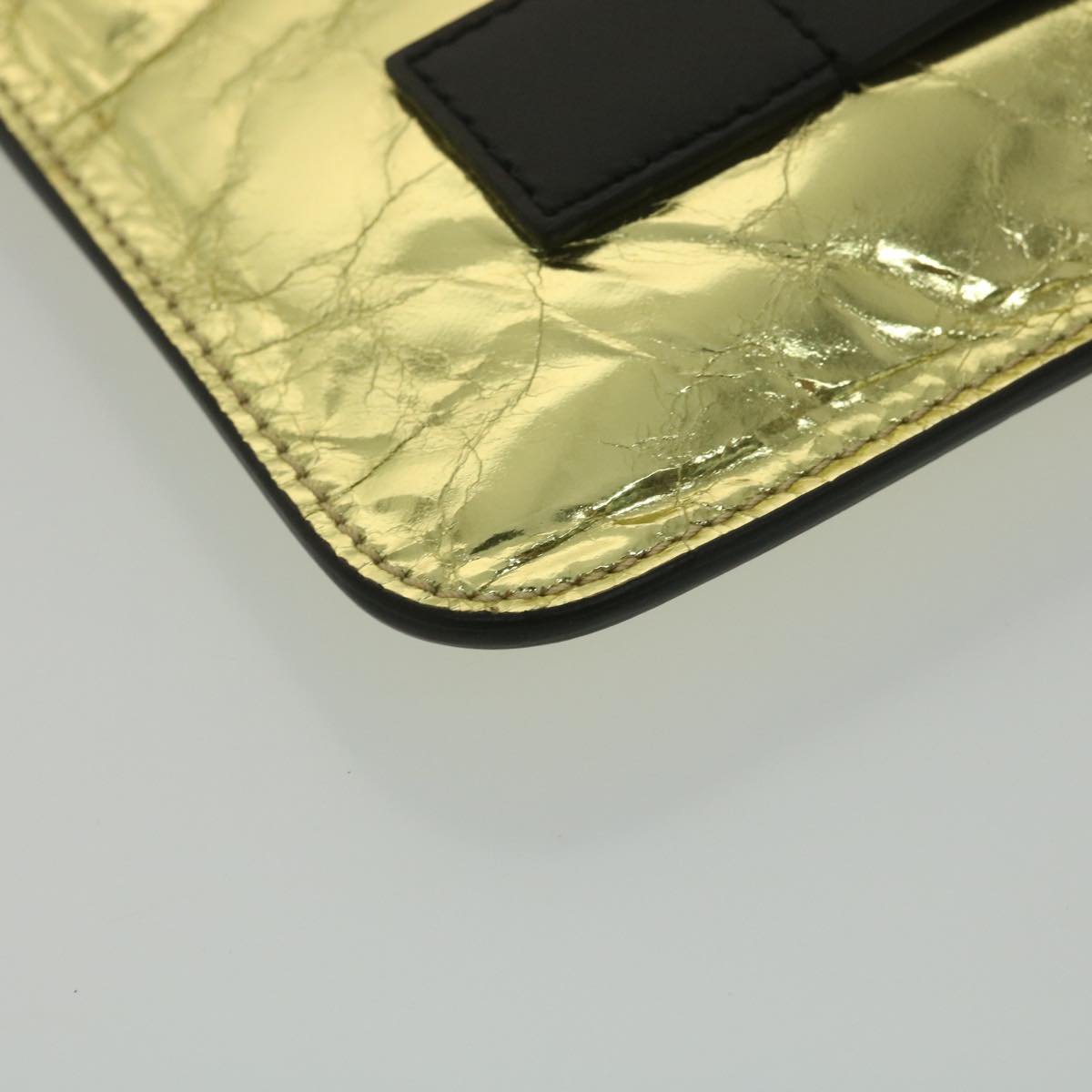 CHANEL Clutch Bag Metallic Leather Gold A82164 CC 38172