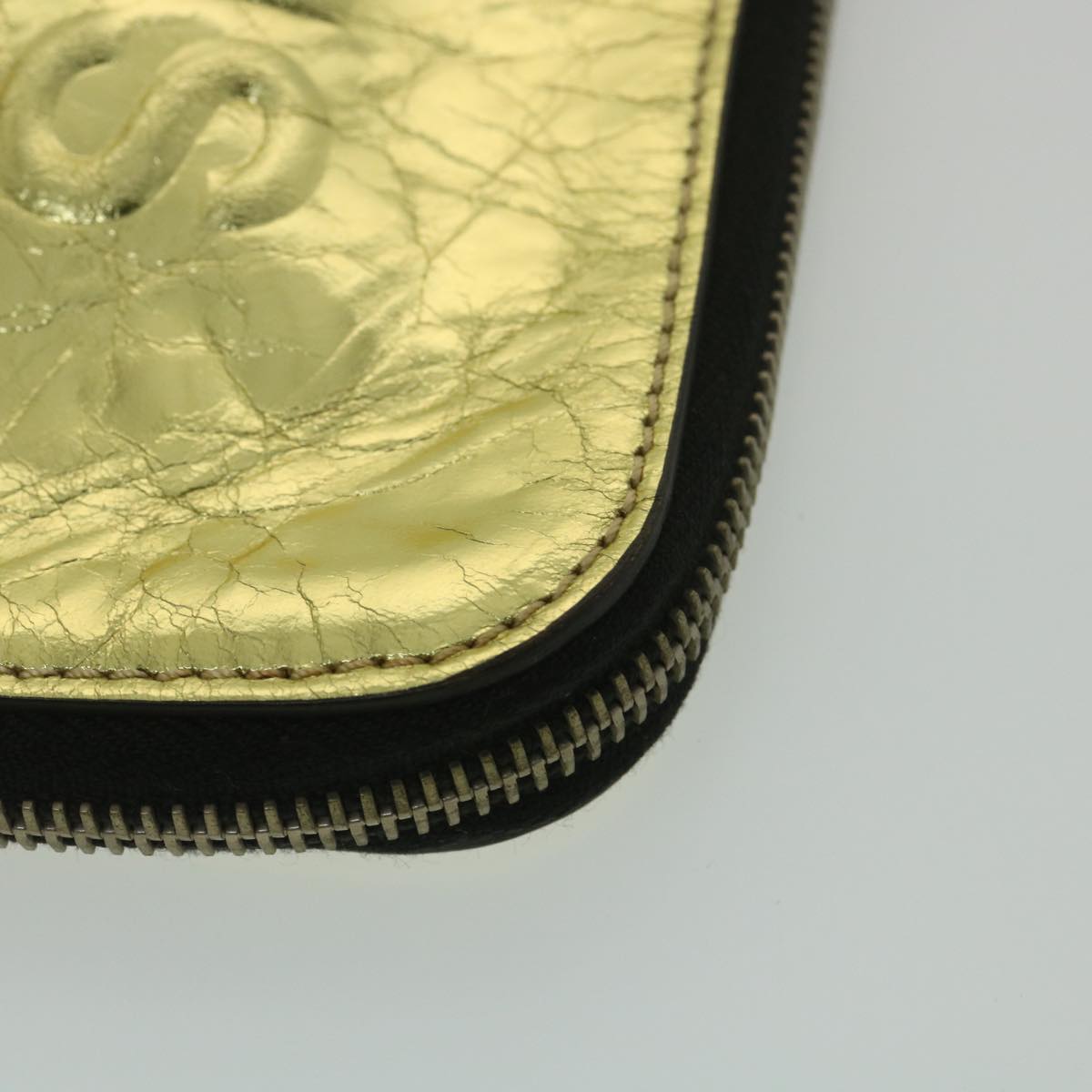 CHANEL Clutch Bag Metallic Leather Gold A82164 CC 38172