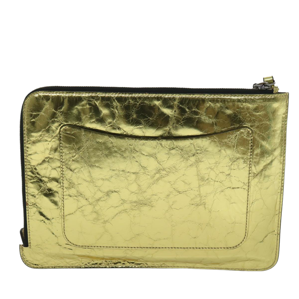 CHANEL Clutch Bag Metallic Leather Gold A82164 CC 38172
