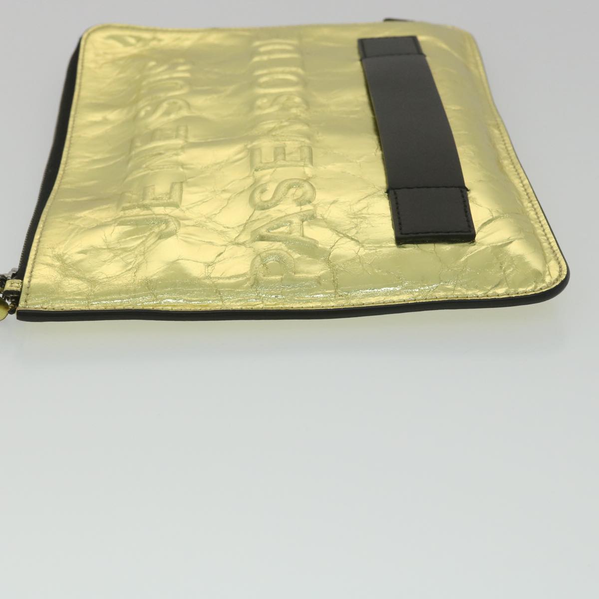 CHANEL Clutch Bag Metallic Leather Gold A82164 CC 38172