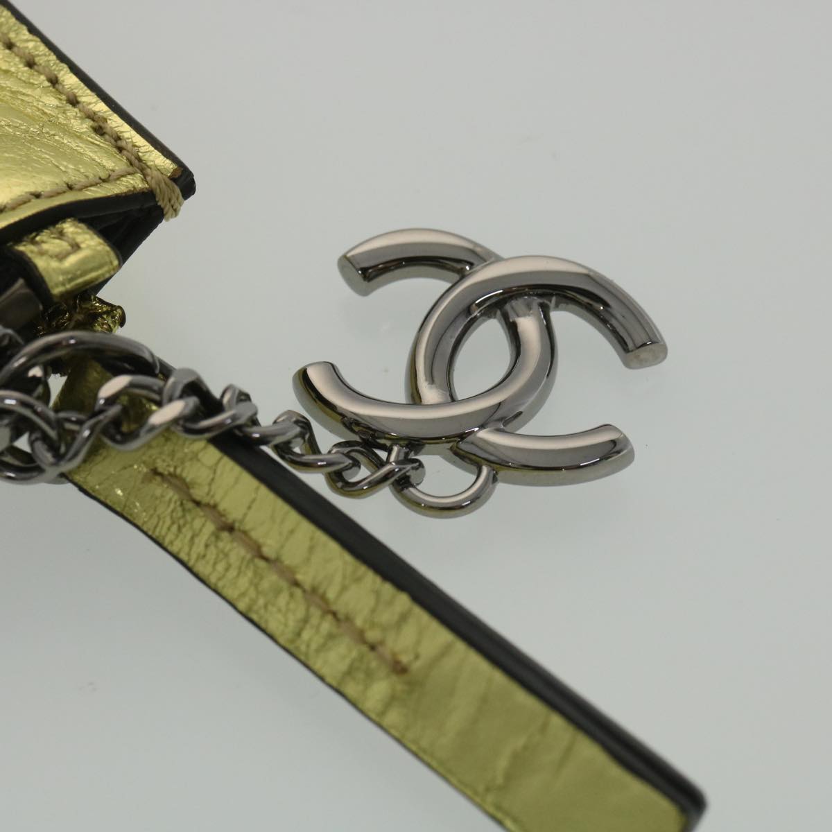 CHANEL Clutch Bag Metallic Leather Gold A82164 CC 38172