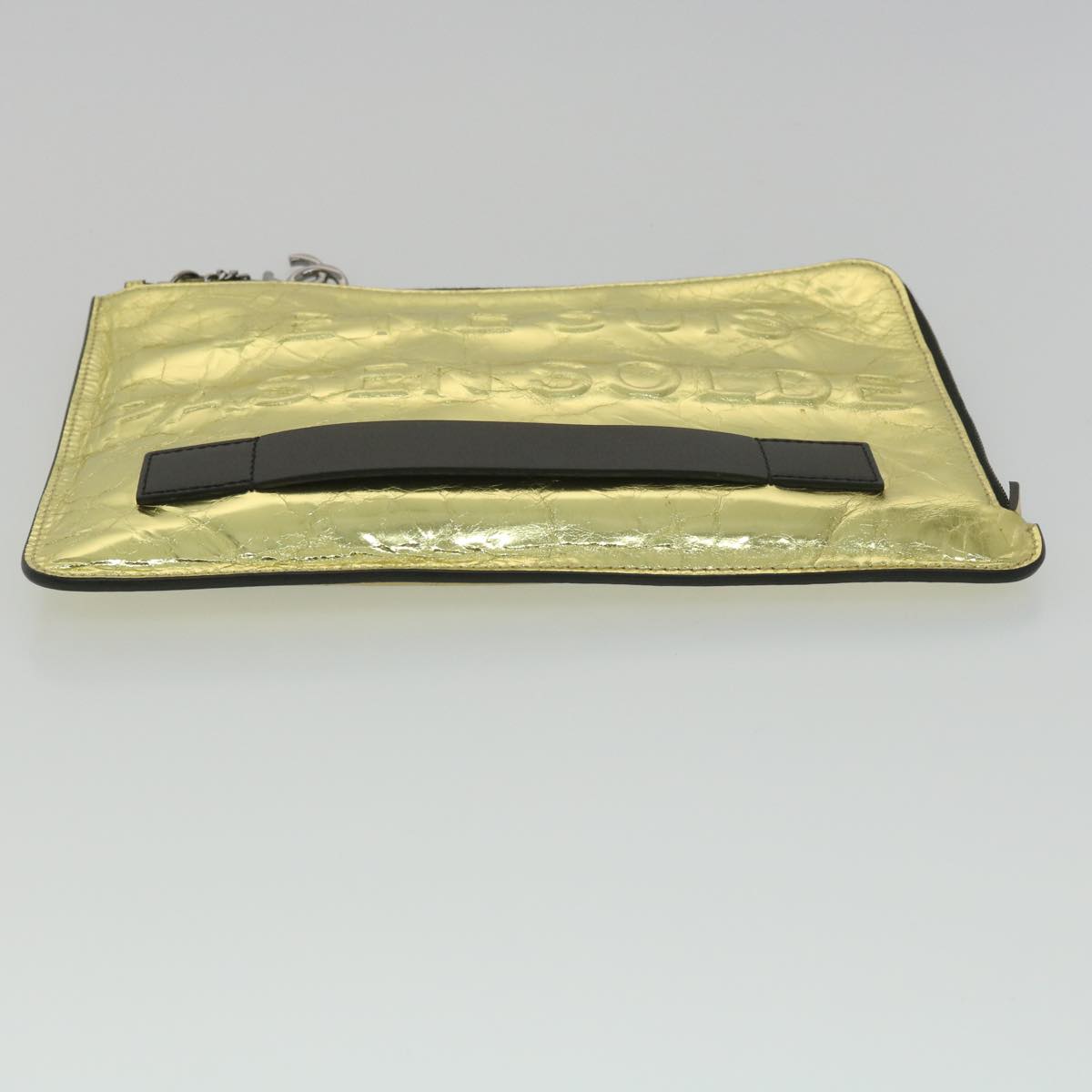 CHANEL Clutch Bag Metallic Leather Gold A82164 CC 38172