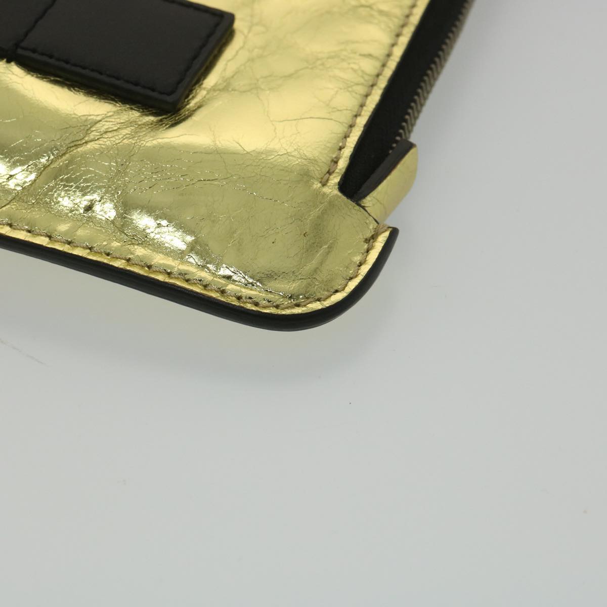 CHANEL Clutch Bag Metallic Leather Gold A82164 CC 38172