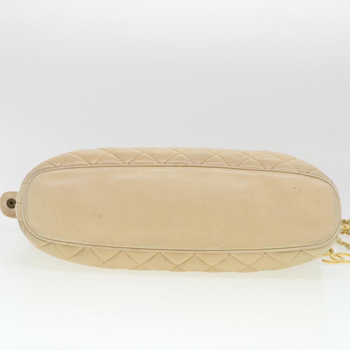 CHANEL Chain Shoulder Bag Lamb Skin Beige CC 38451