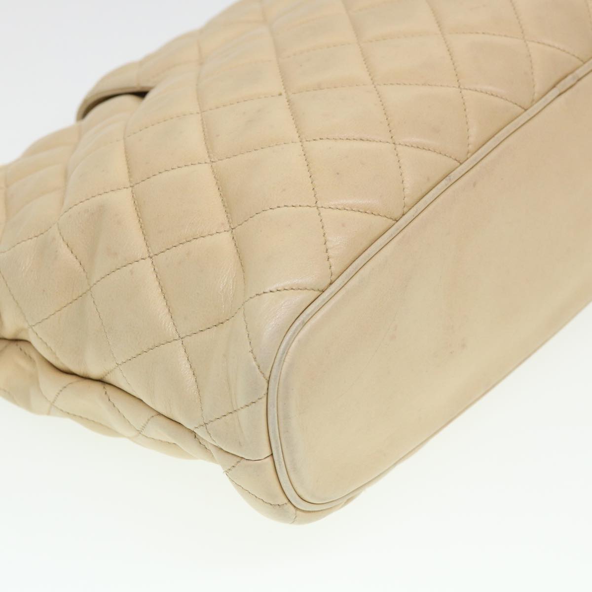 CHANEL Chain Shoulder Bag Lamb Skin Beige CC 38451