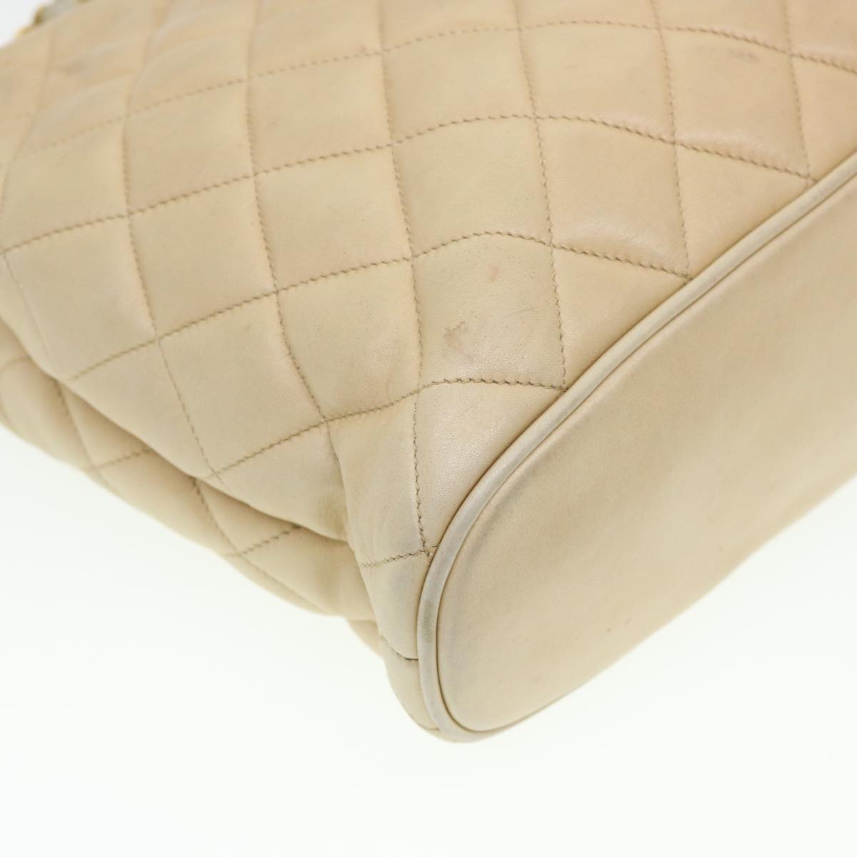 CHANEL Chain Shoulder Bag Lamb Skin Beige CC 38451