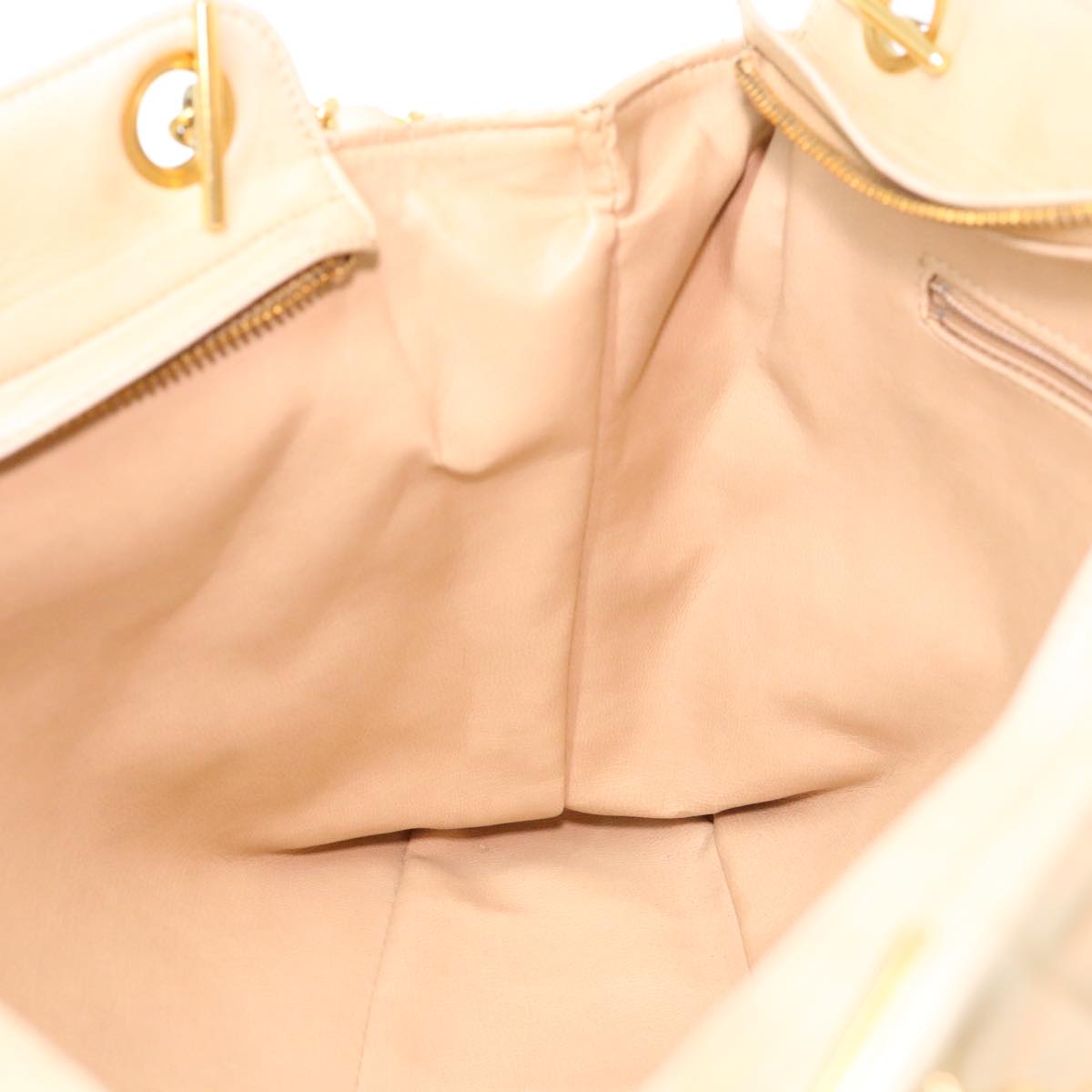 CHANEL Chain Shoulder Bag Lamb Skin Beige CC 38451