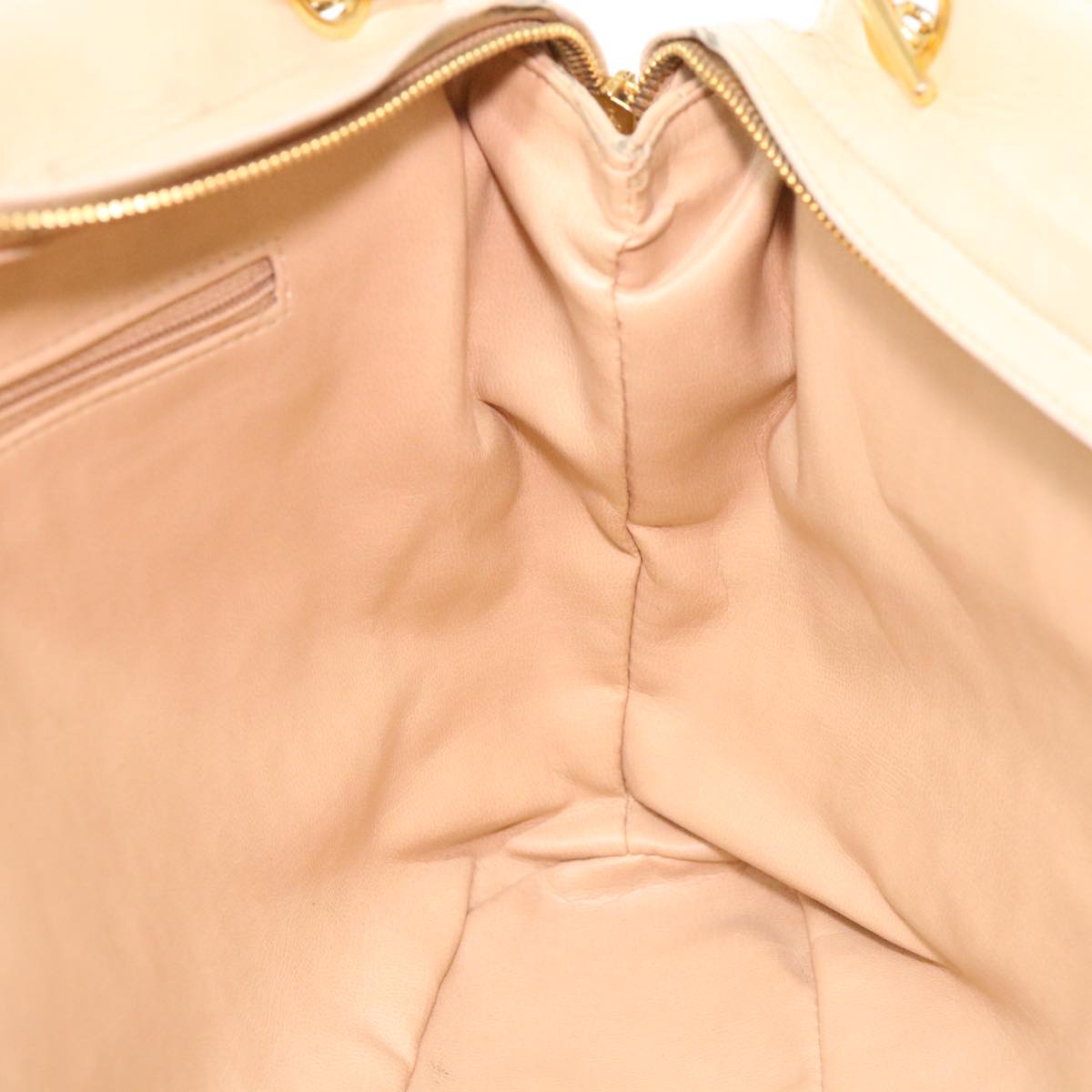 CHANEL Chain Shoulder Bag Lamb Skin Beige CC 38451