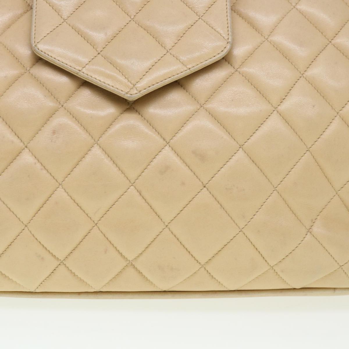 CHANEL Chain Shoulder Bag Lamb Skin Beige CC 38451