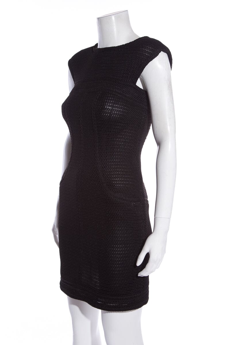 Chanel Black Mesh Perforated Dress SZ 36