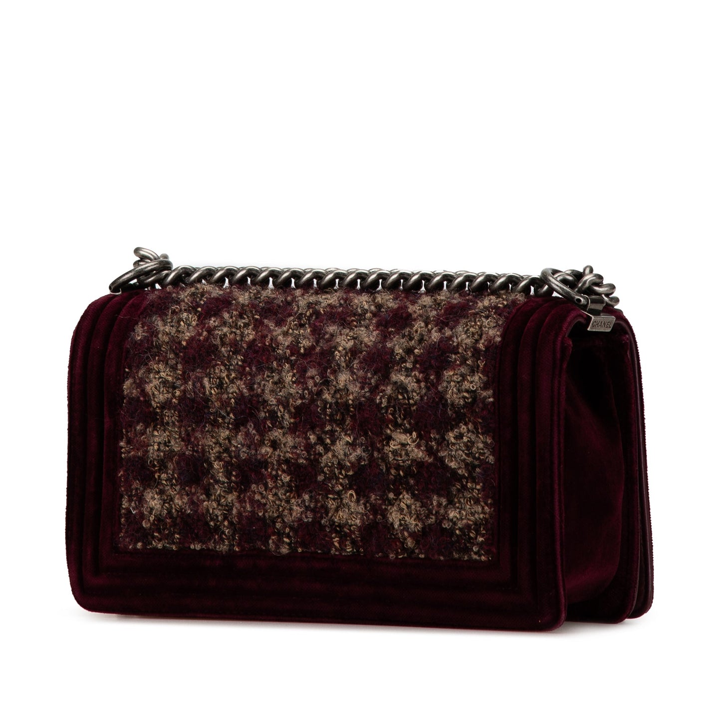 Chanel Sac Medium Velvet Tweed Boy Flap
