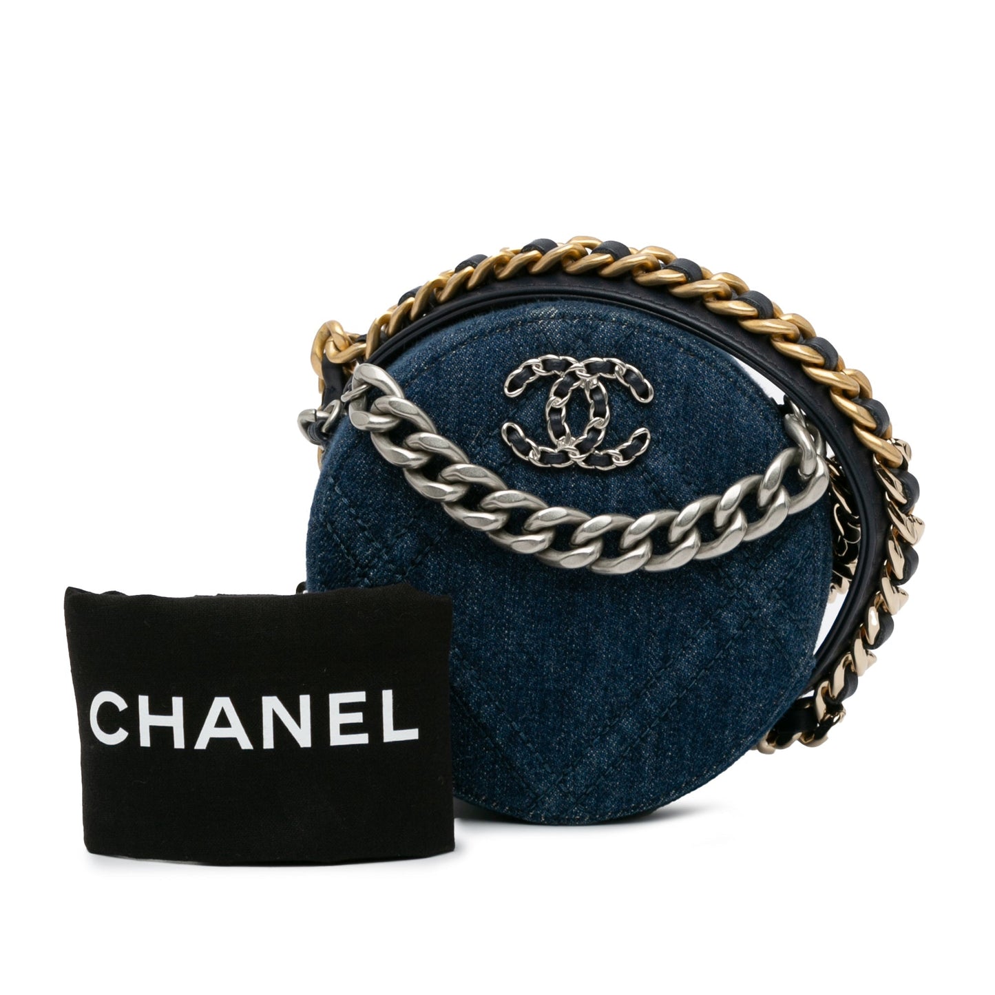 Chanel Sac Denim 19 Round Clutch with Chain
