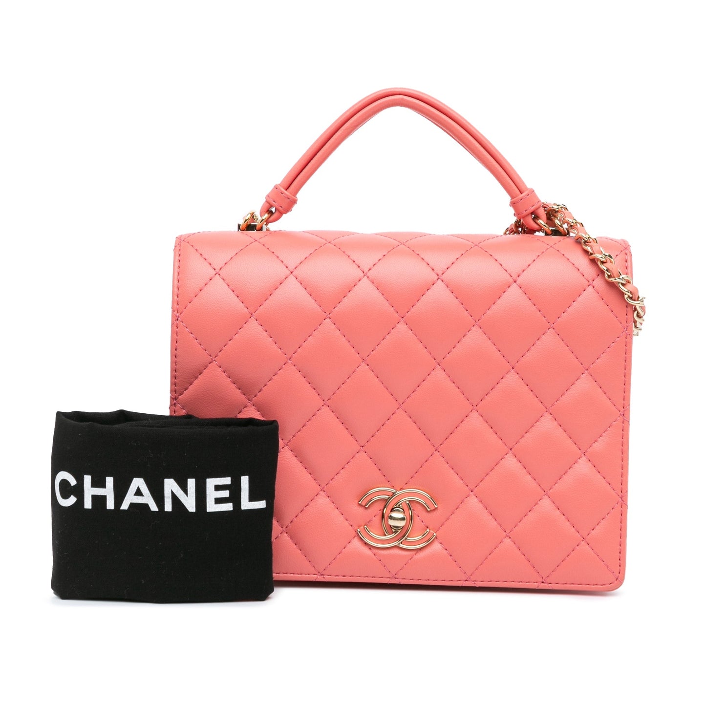 Chanel Sac CC Quilted Lambskin Handle Tied Flap