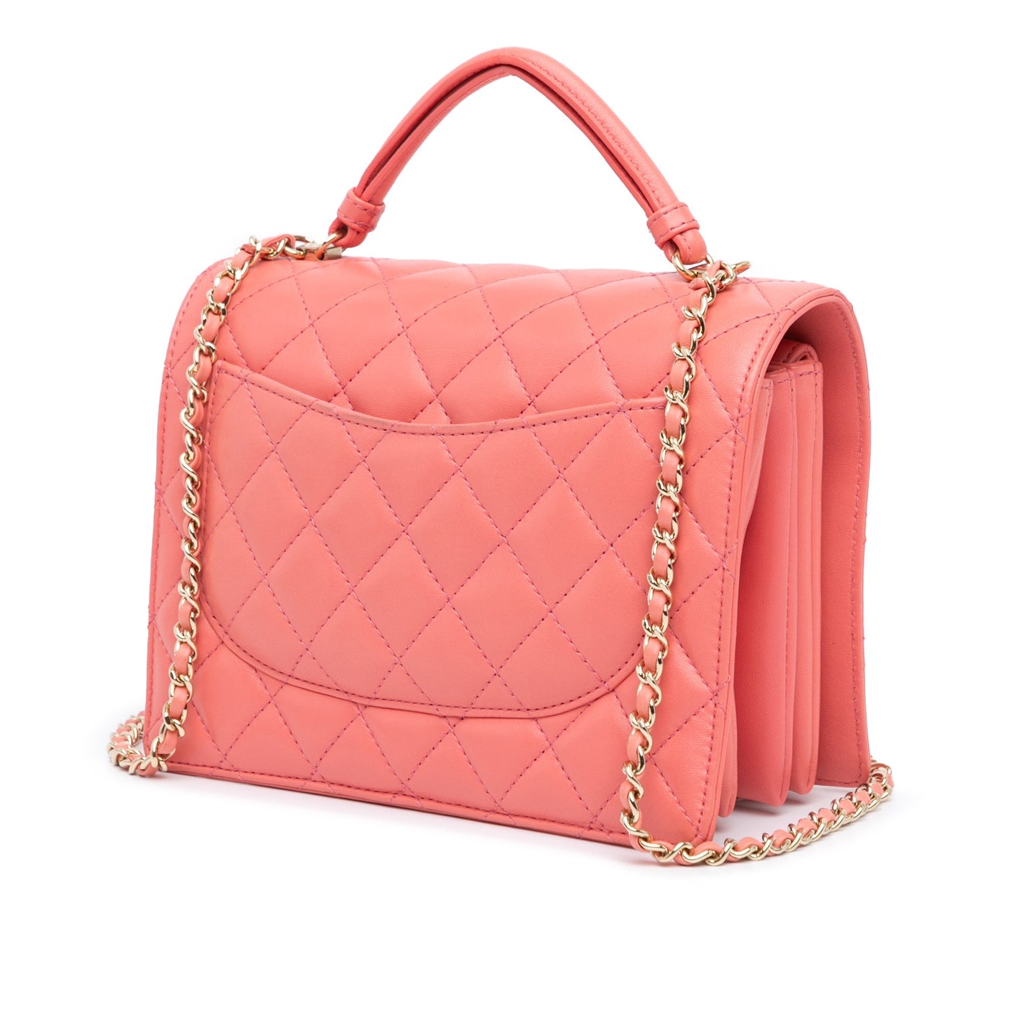 Chanel Sac CC Quilted Lambskin Handle Tied Flap