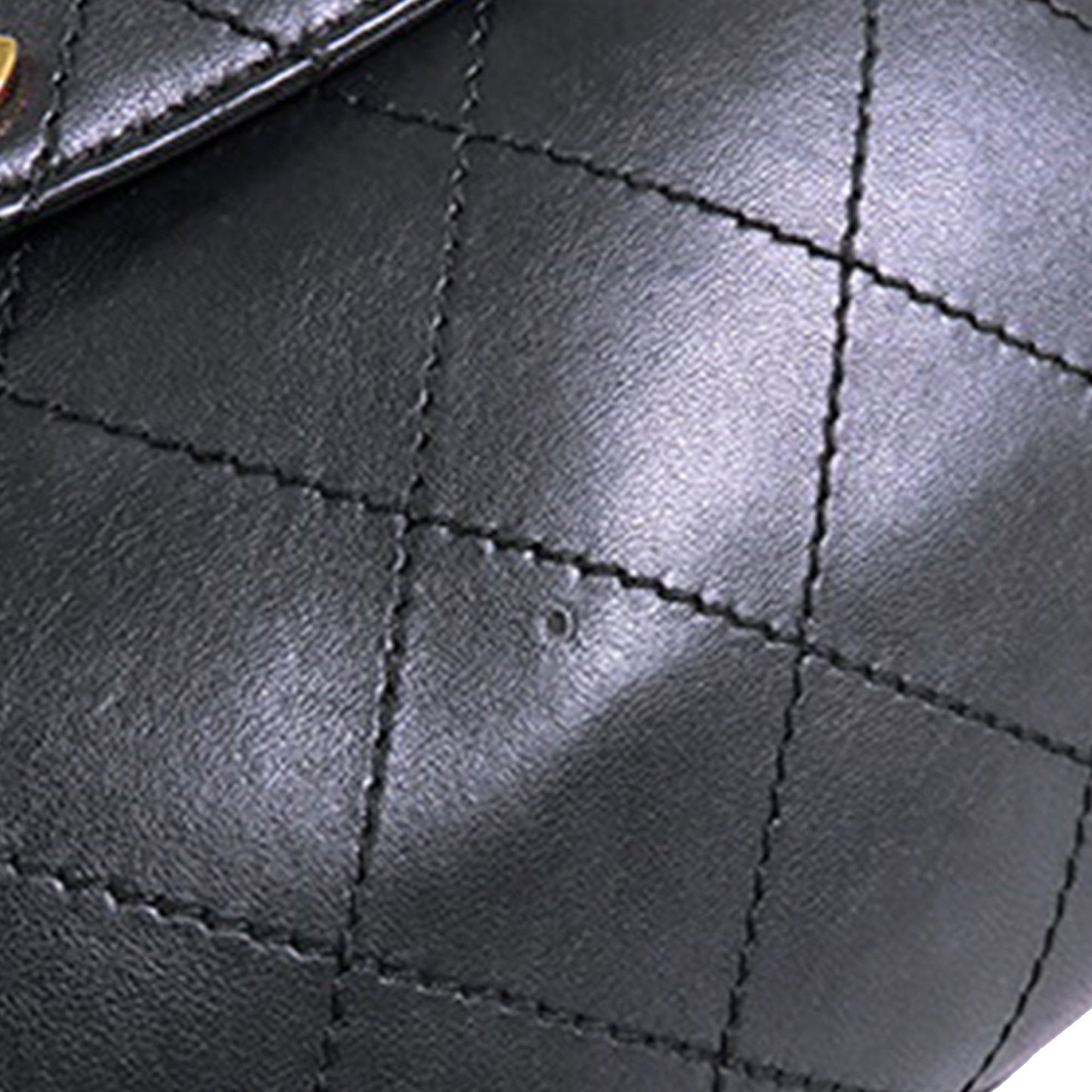 Black Chanel Quilted Lambskin Round Flap Bag