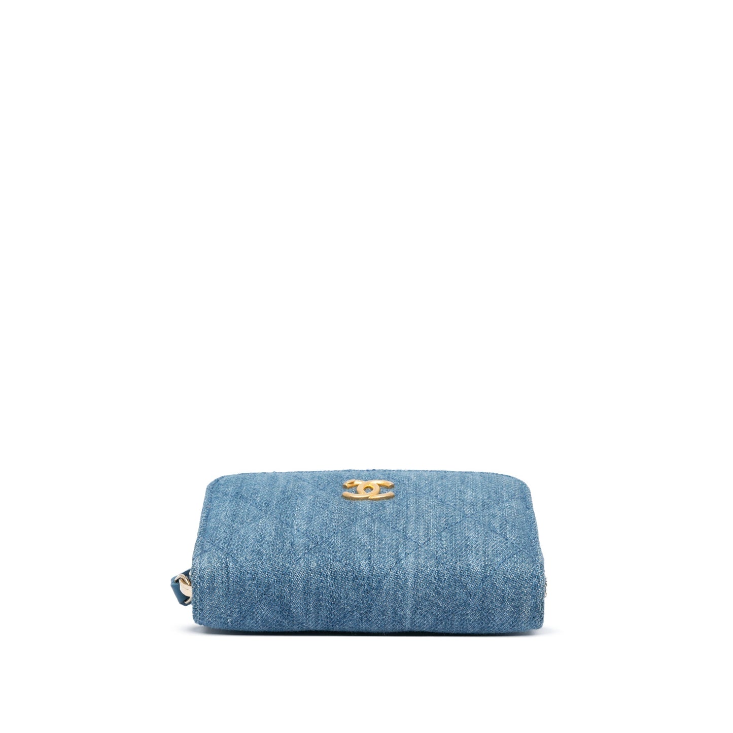 Chanel Sac Mini Denim Pearl Crush Card Holder On Chain
