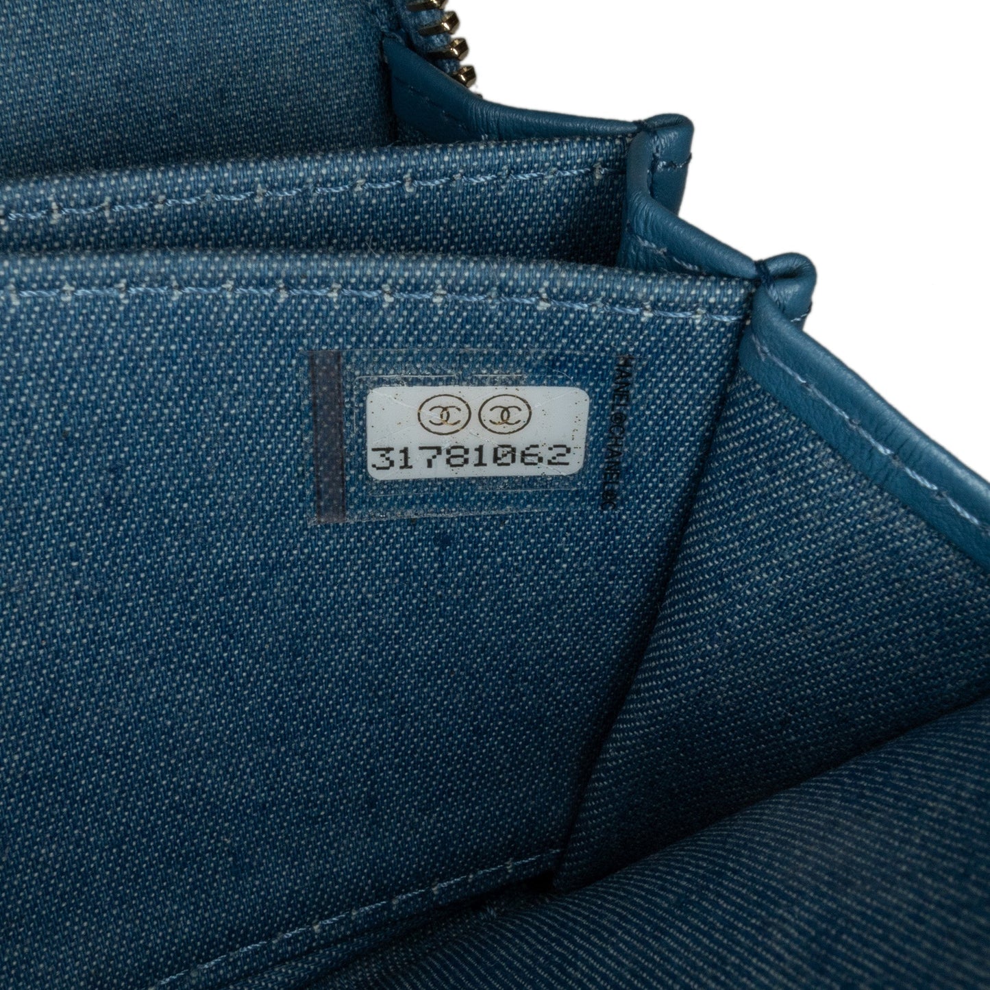 Chanel Sac Mini Denim Pearl Crush Card Holder On Chain
