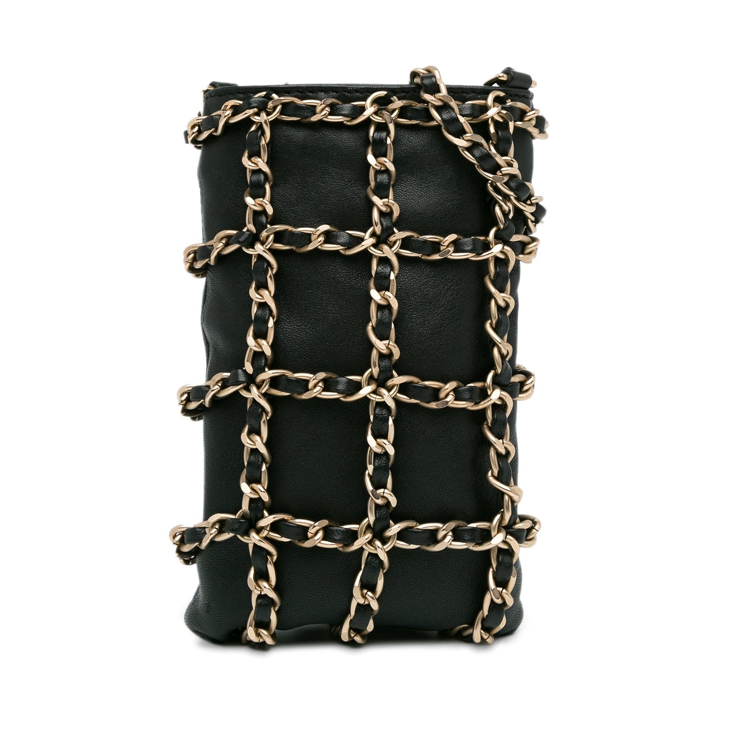 Chanel Sac Lambskin Tech Me Out Clutch With Chain