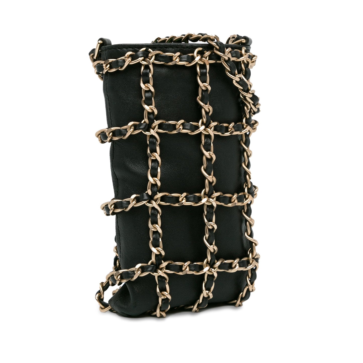 Chanel Sac Lambskin Tech Me Out Clutch With Chain