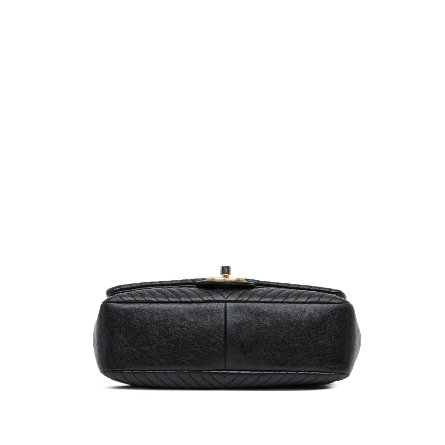 Black Chanel Small Chevron Wrinkled Lambskin Medallion Charm Surpique Flap Shoulder Bag