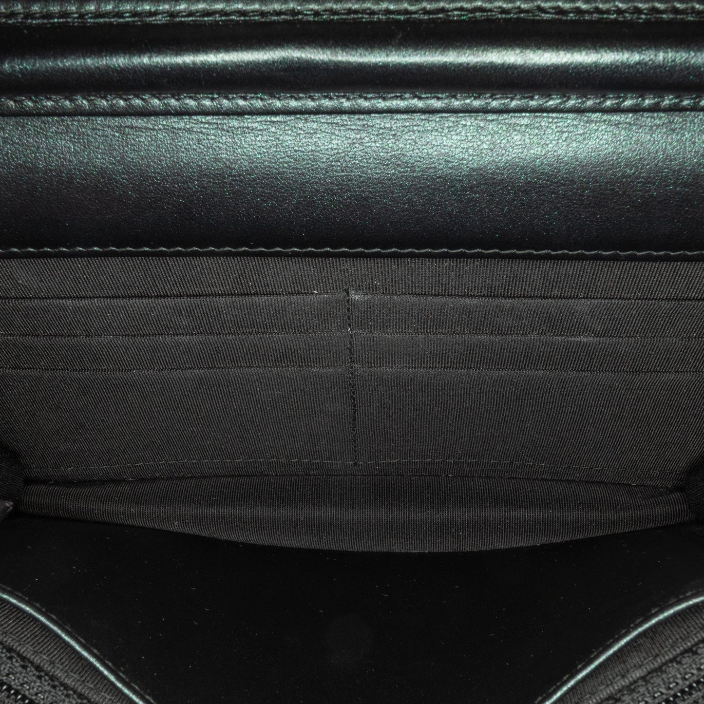 Black Chanel CC Chevron Quilted Crumpled Calfskin Wallet On Chain Crossbody Bag