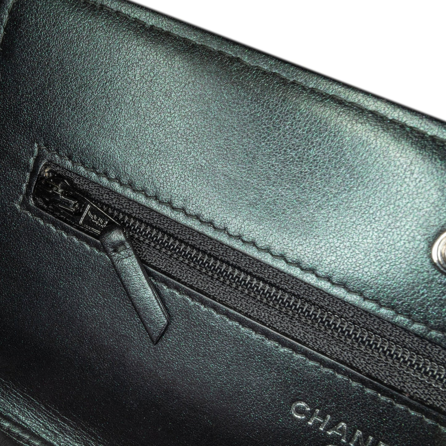 Black Chanel CC Chevron Quilted Crumpled Calfskin Wallet On Chain Crossbody Bag