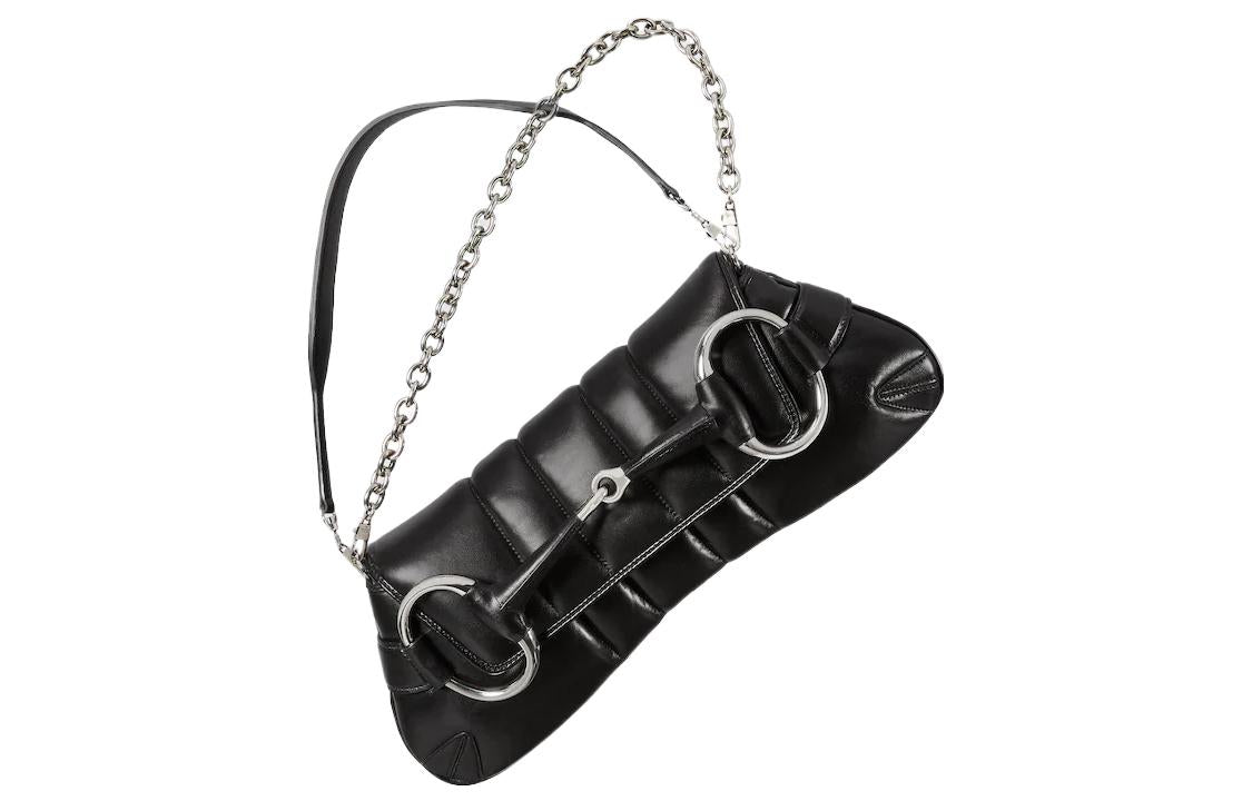 (WMNS) Gucci Horsebit Chain Medium Shoulder Bag 'Black' 764255-AACU1-1000