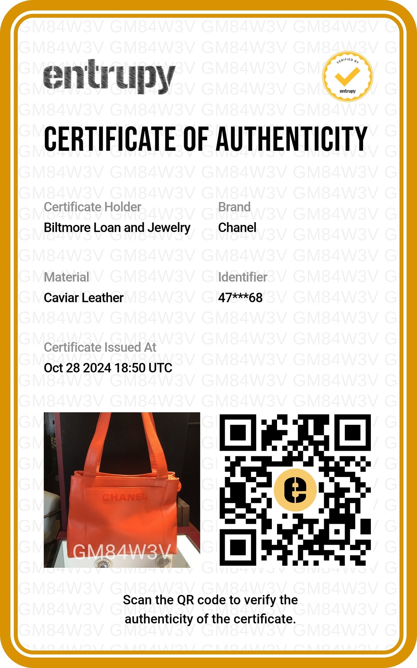 Chanel 90s Orange Caviar Embroidered Logo Shopper Tote