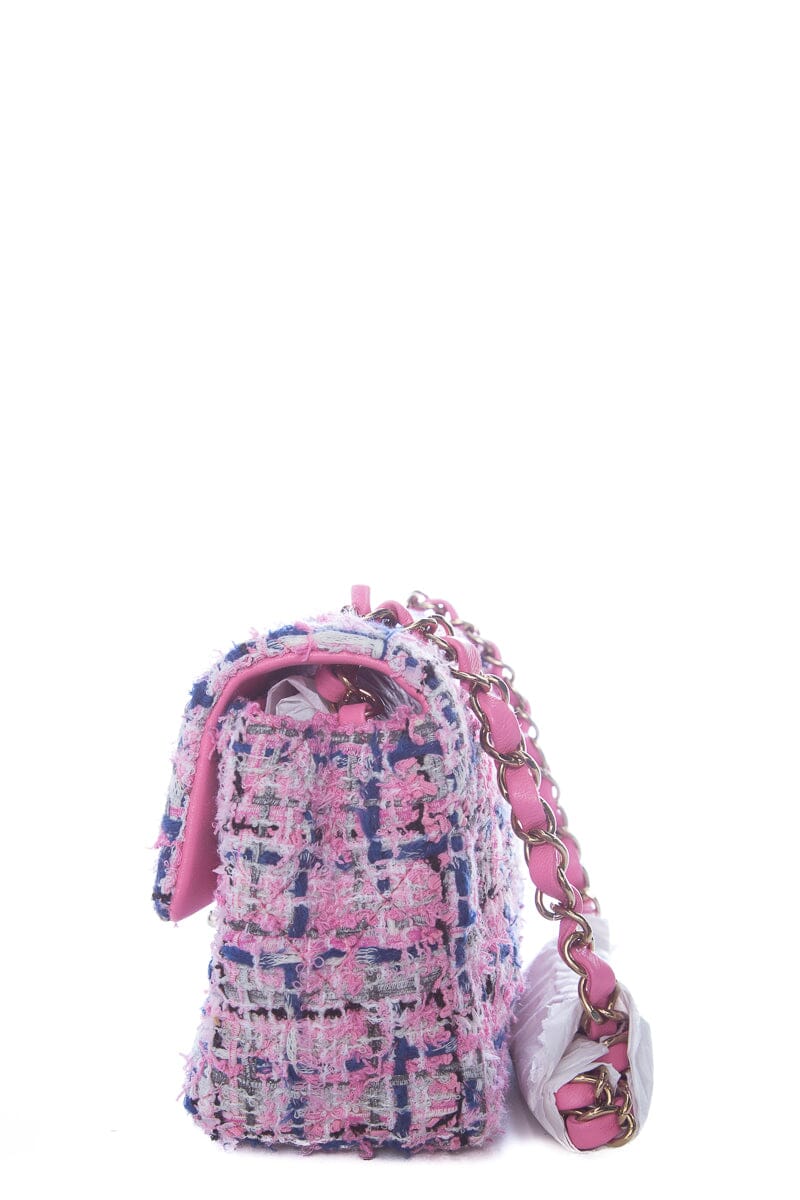 Chanel Pink Tweed Mini Flap Handbag