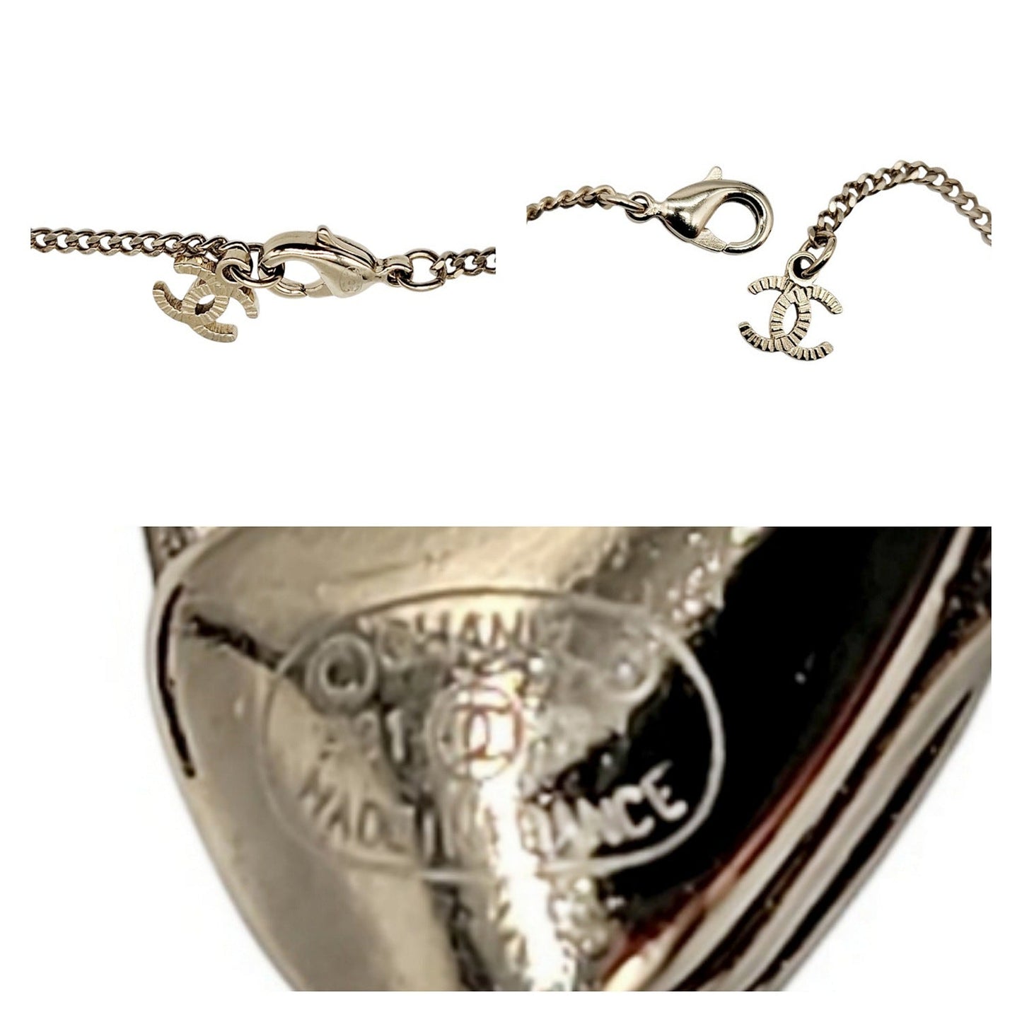 Chanel CC Logo Flower Black Bead Faux Pearl Necklace