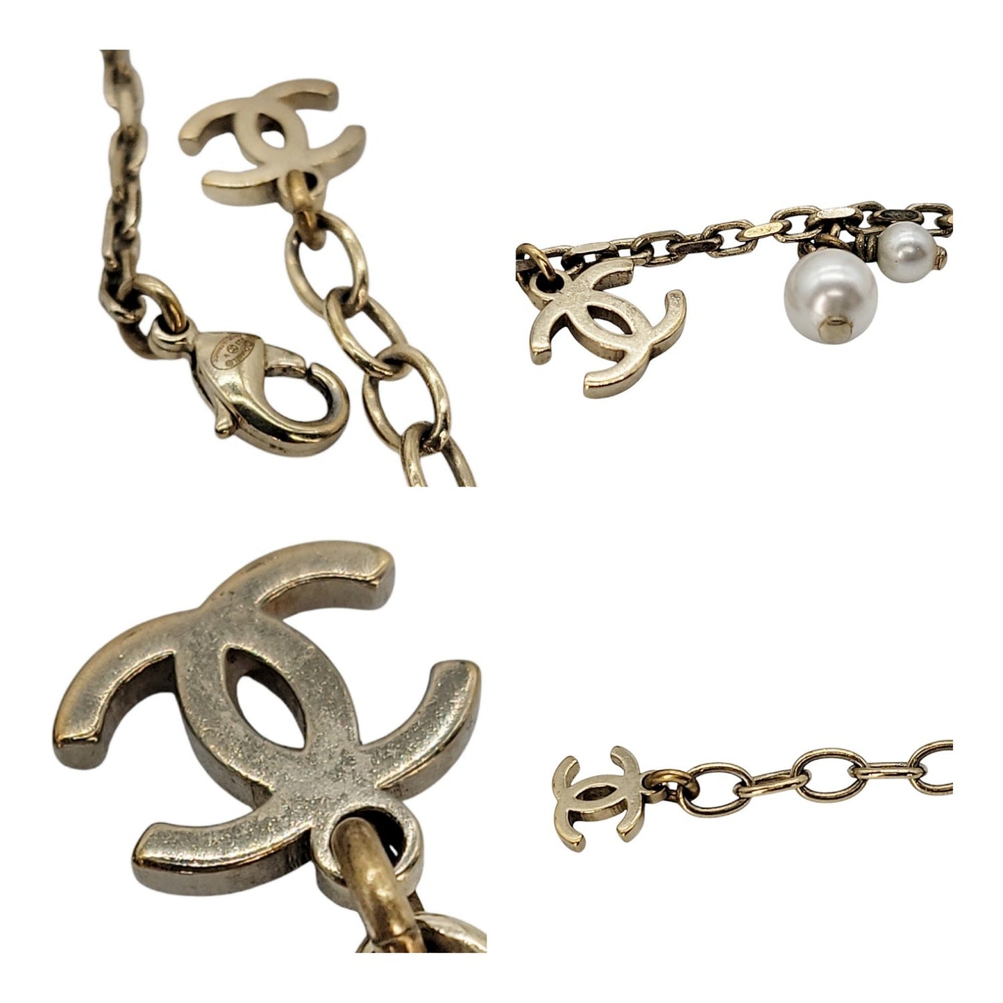 CHANEL CC Faux Pearl Station Bracelet / Anklet