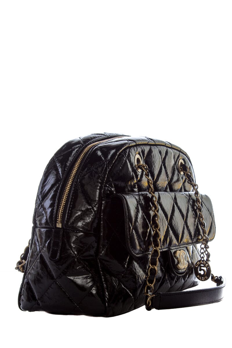 Chanel Black CC diamond Quilted Bowling GHW Handbag ( 2023 Cruise)