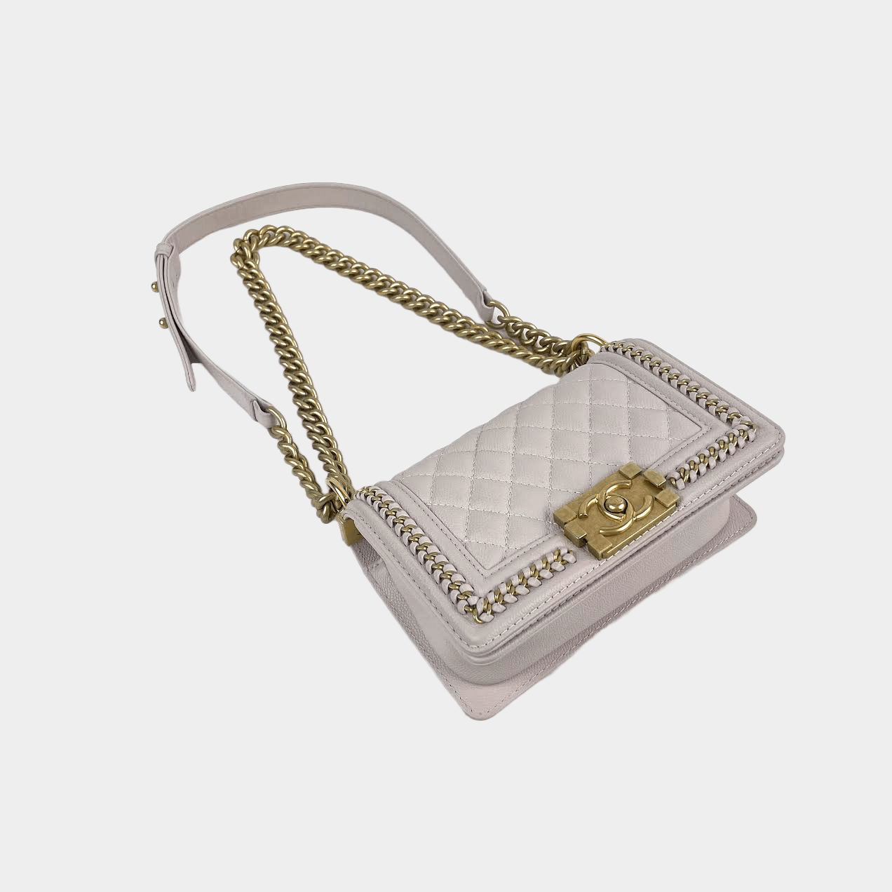 CHANEL 2021 - 2022 Small Boy "Braid Around" Bag Light Purple with Gold