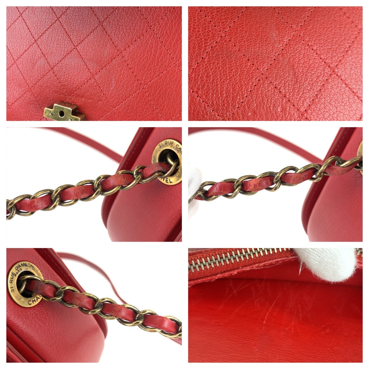 Chanel Red Leather Coco Curve Matelasse 2way Bag