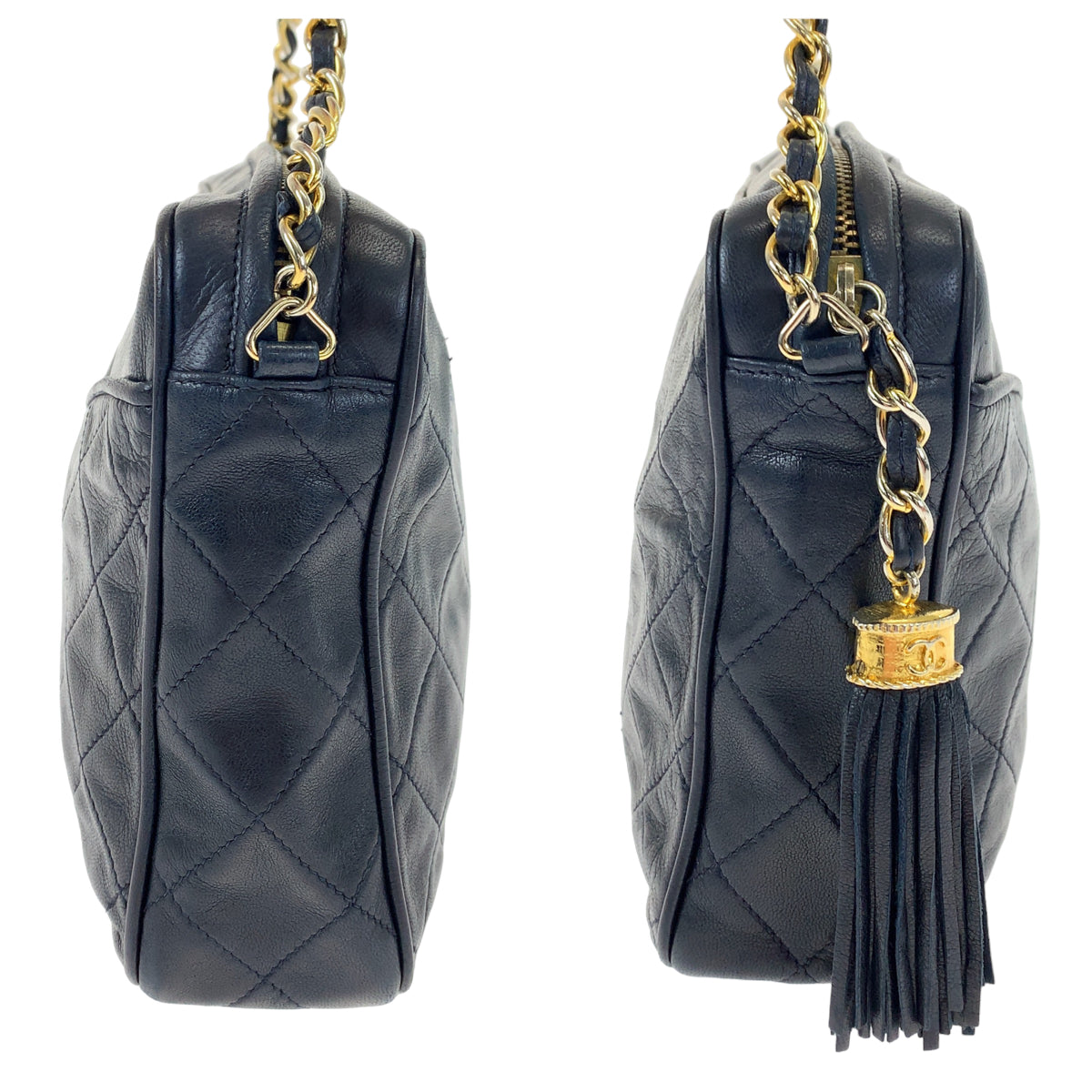 Chanel Vintage Lambskin Matelasse Tassel Shoulder Bag