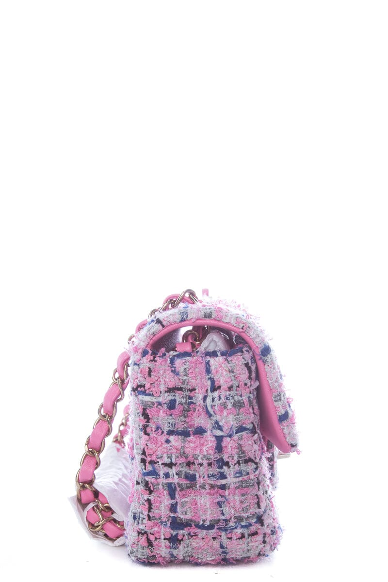 Chanel Pink Tweed Mini Flap Handbag