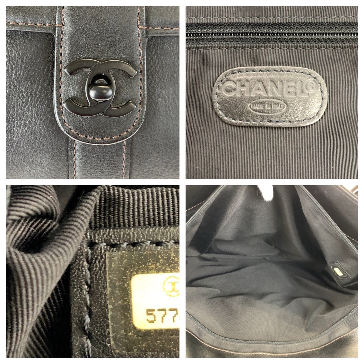 Chanel Vintage Leather Tote Bag Black