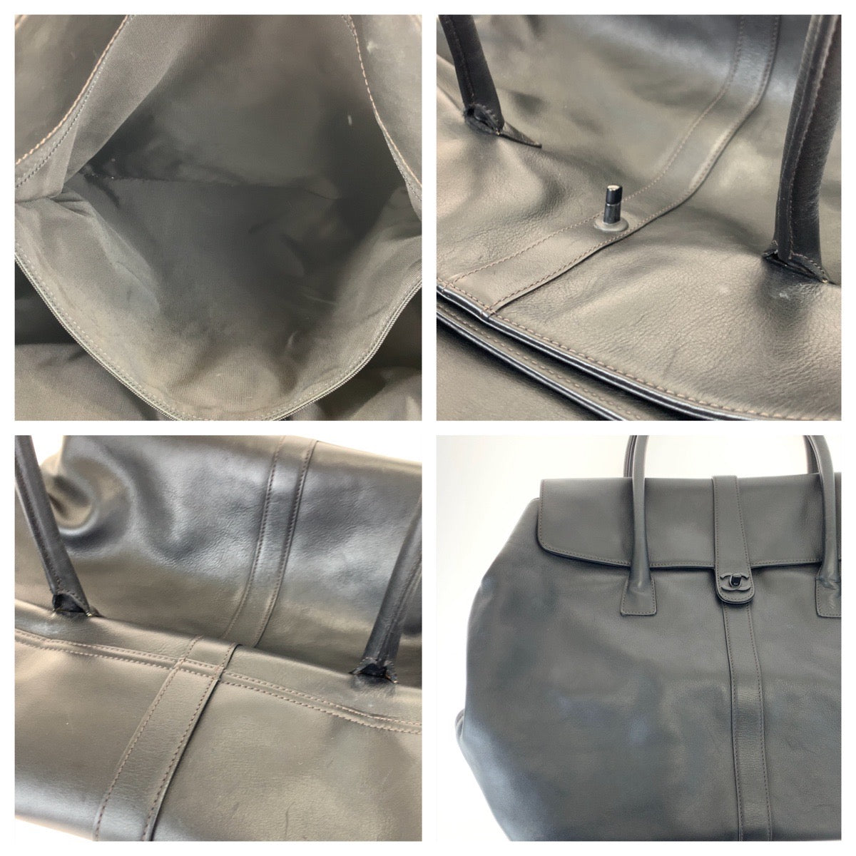 Chanel Vintage Leather Tote Bag Black