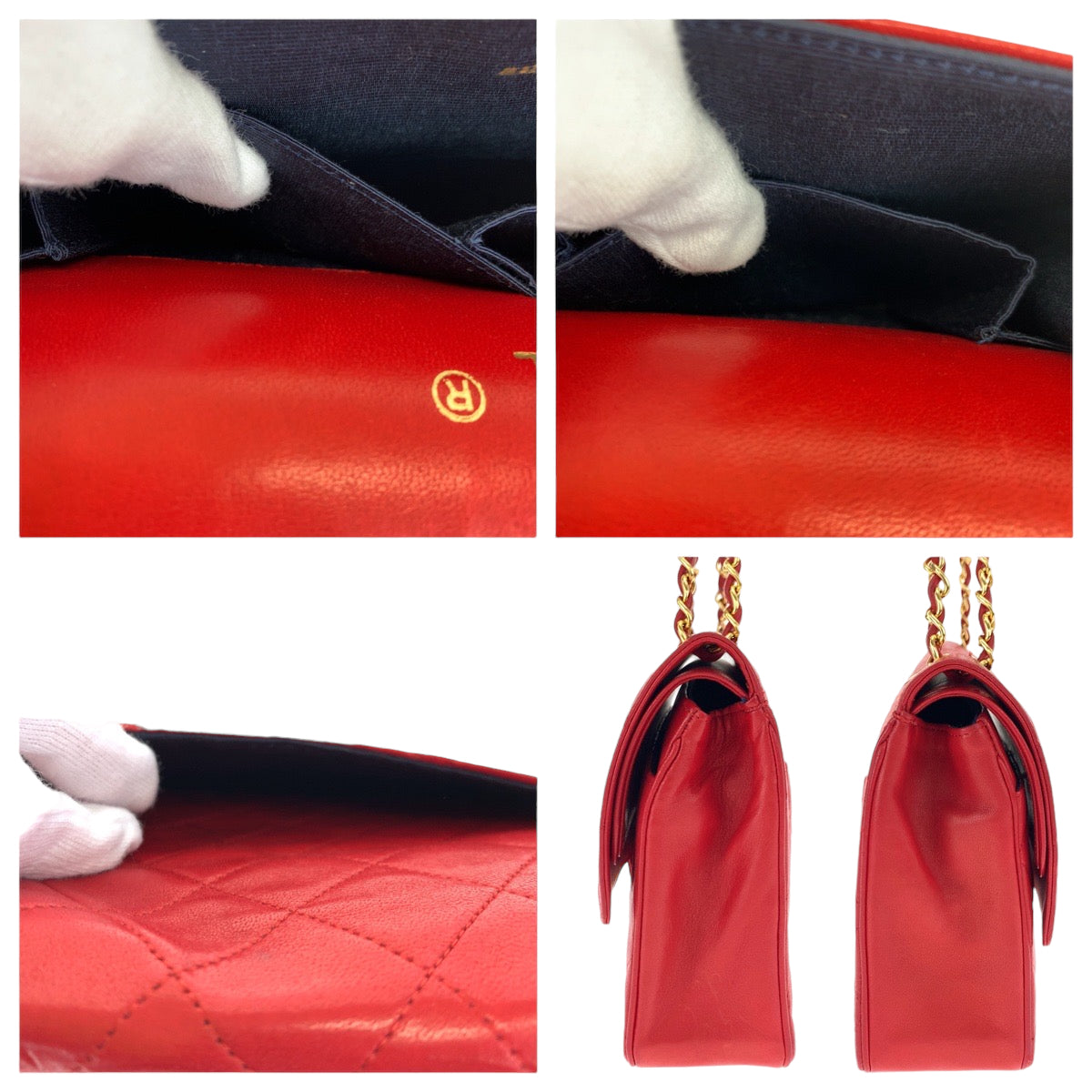 Chanel Red Lambskin Matelasse 2way Bag