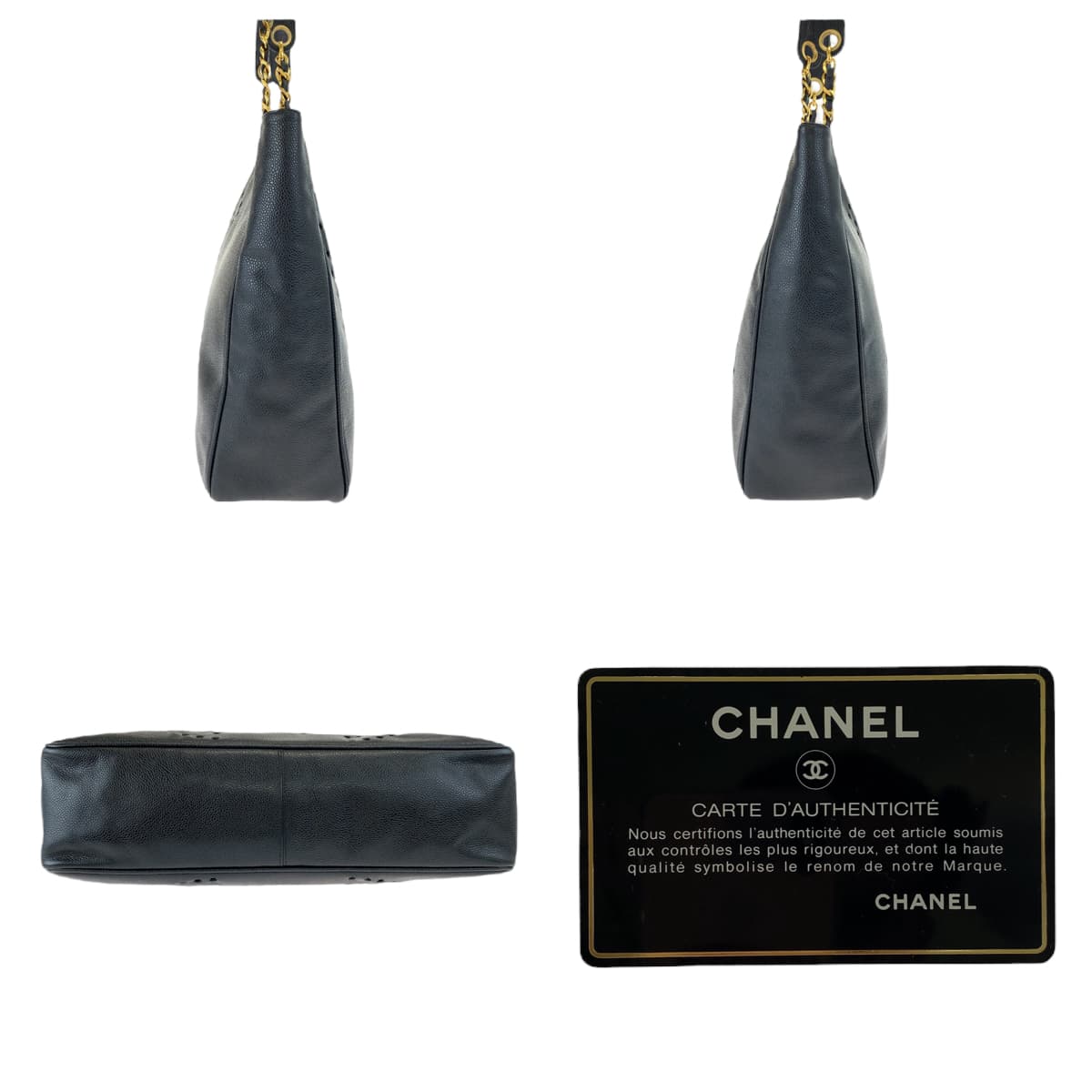 Chanel Caviar Triple Coco Chain Tote Bag