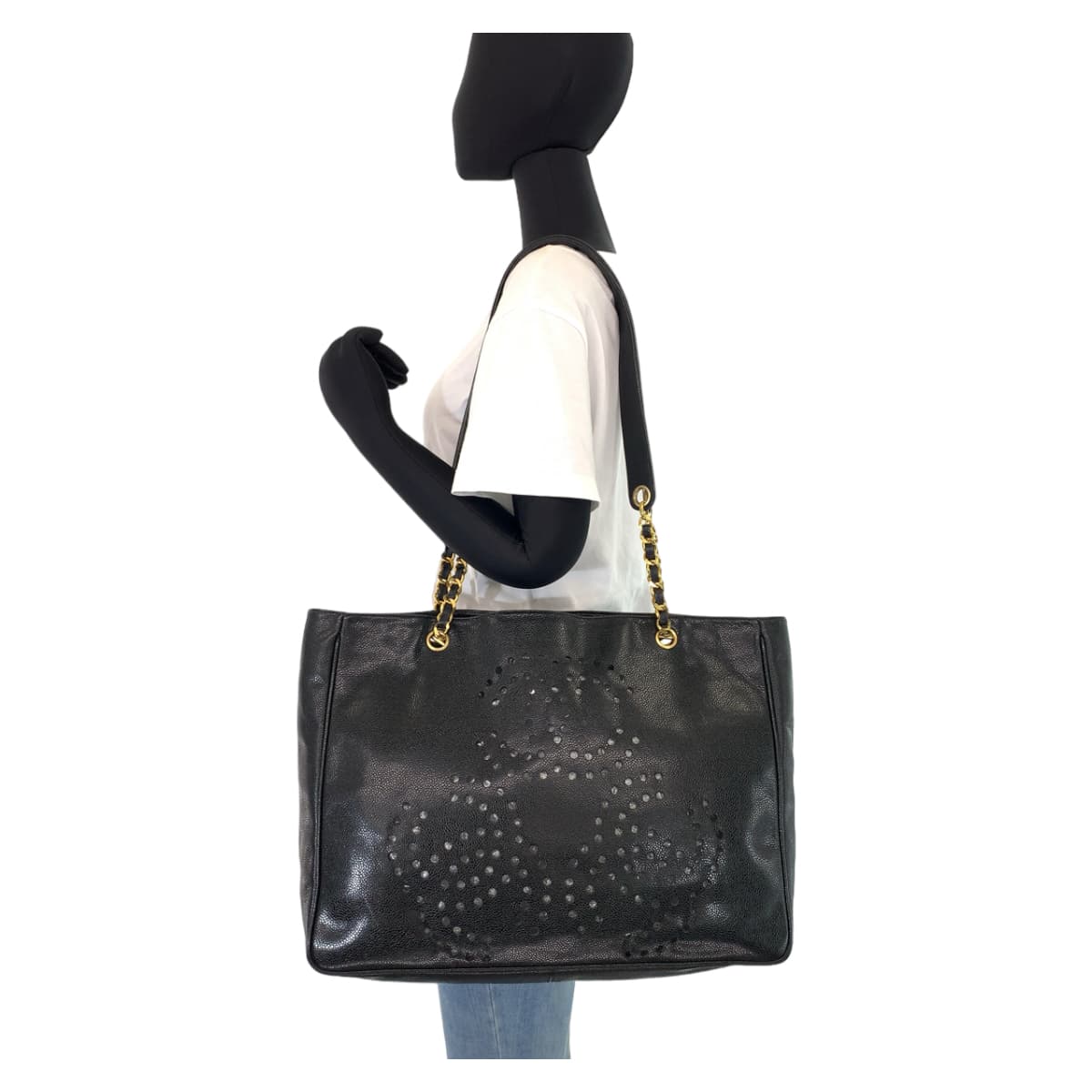 Chanel Caviar Triple Coco Chain Tote Bag
