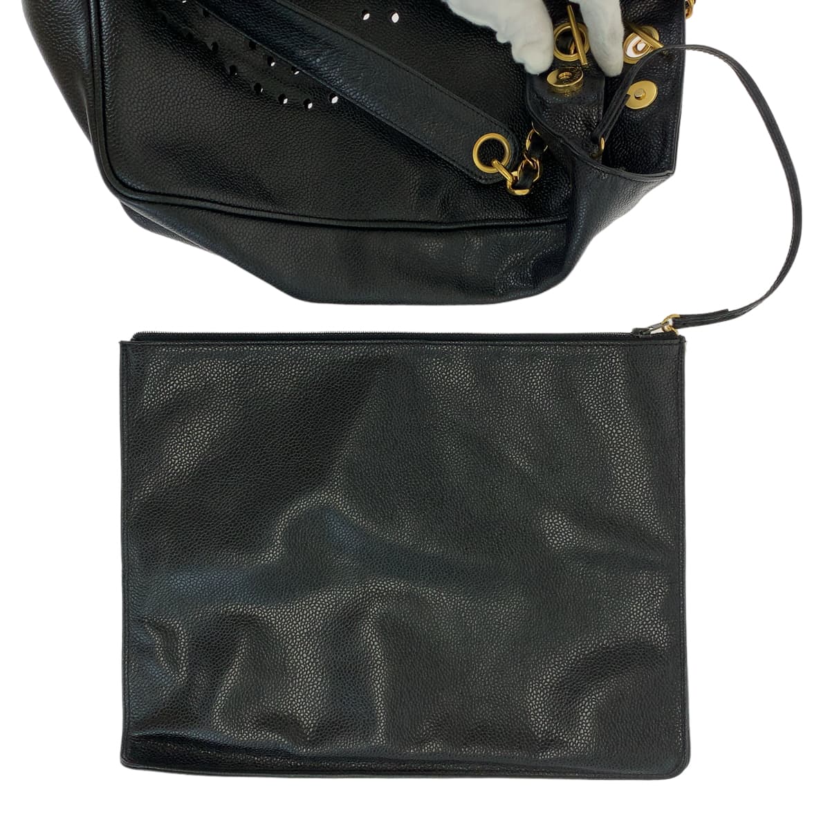 Chanel Caviar Triple Coco Chain Tote Bag