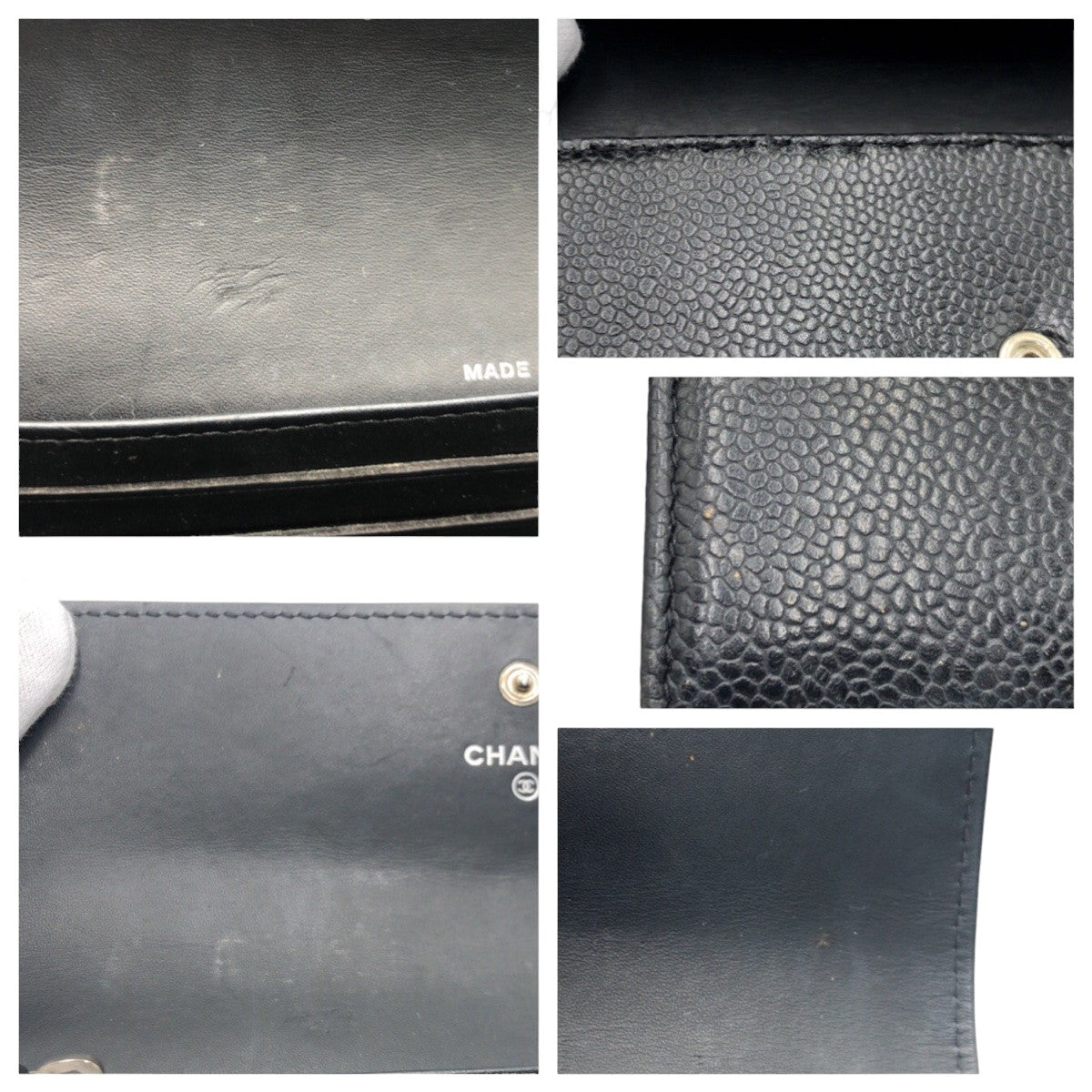 Chanel Leather Coco Mark Long Wallet Black
