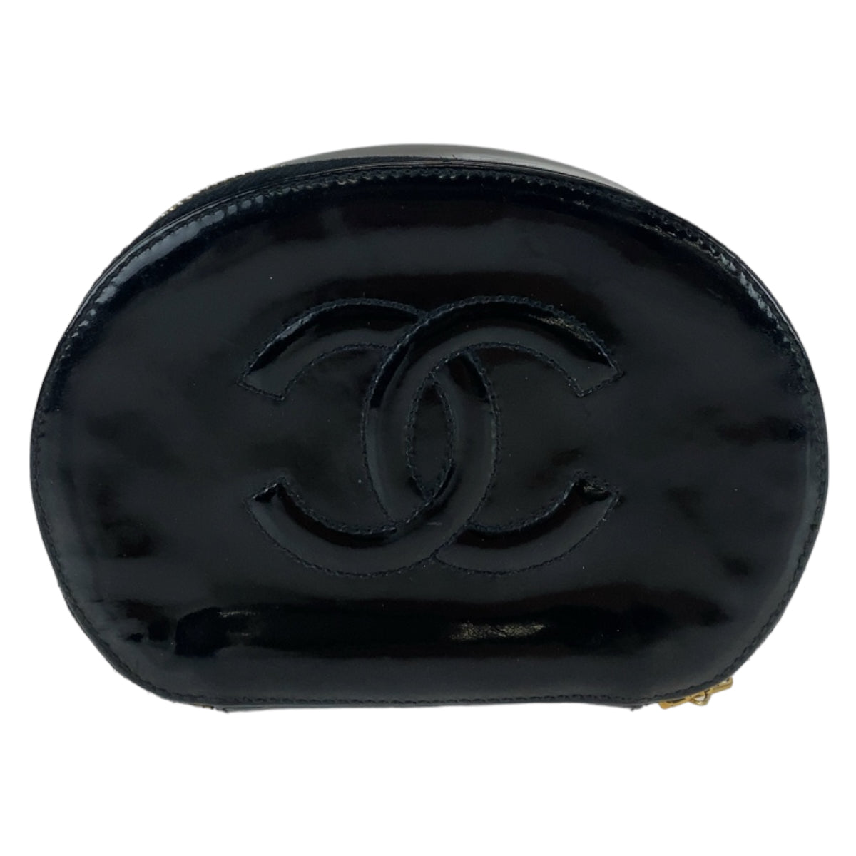 Chanel Black Enamel Pouch with Mirror