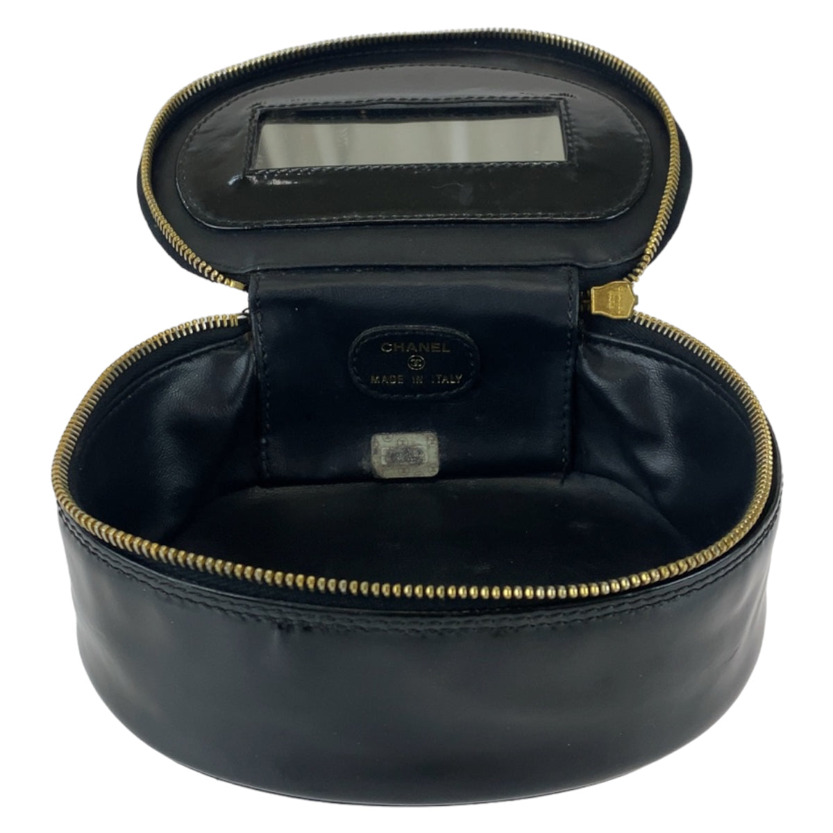 Chanel Black Enamel Pouch with Mirror
