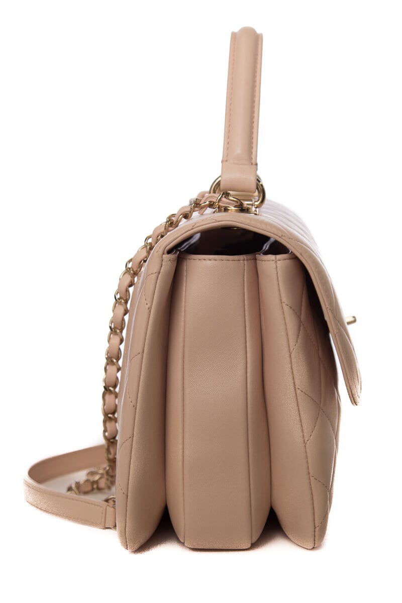 Chanel Blush Lambskin "Trendy" Handbag W/ Gold HW