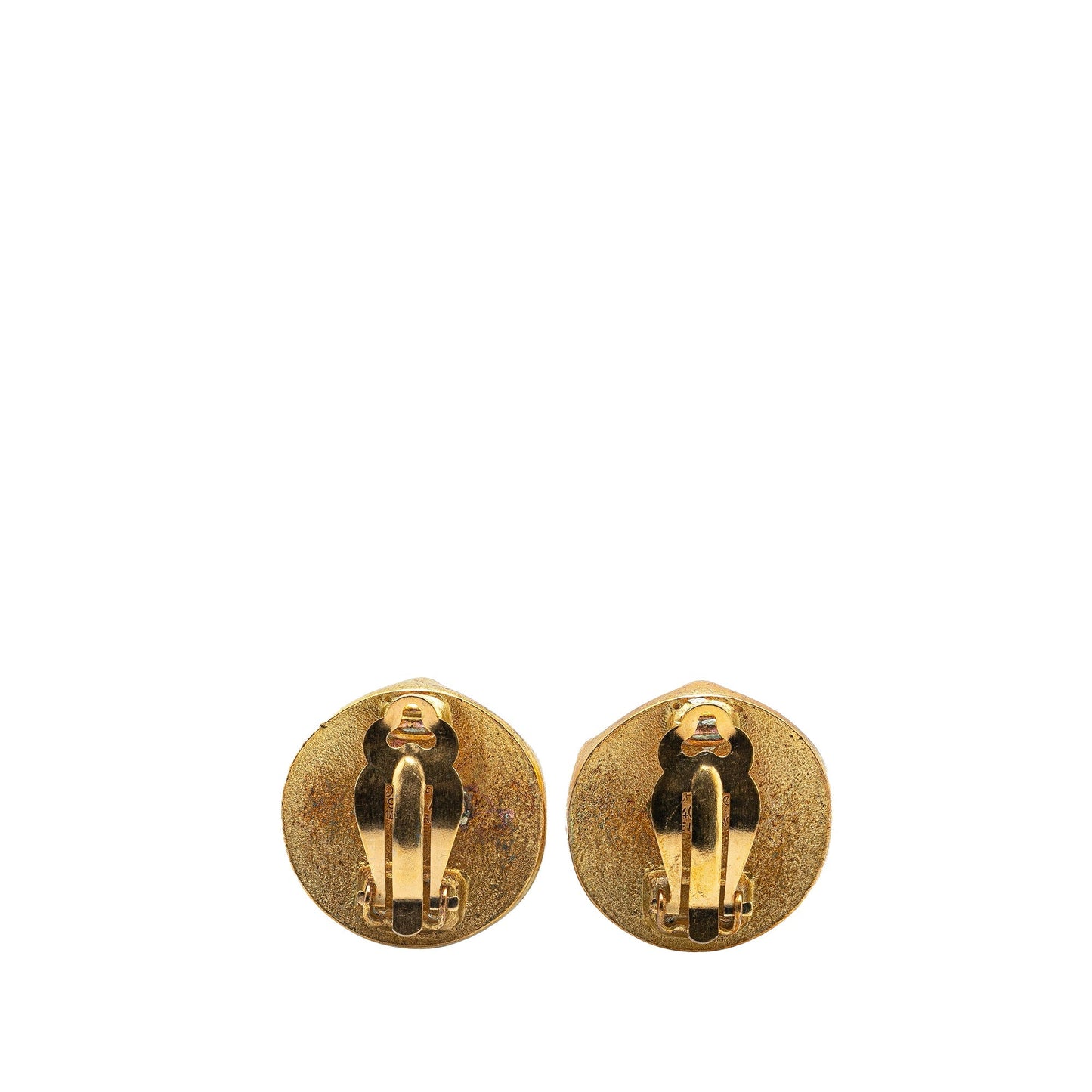 Gold Chanel Gold Plated Hexagon CC Clip on Earrings
